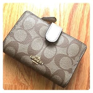 Coach brown/gold small wallet with change purse